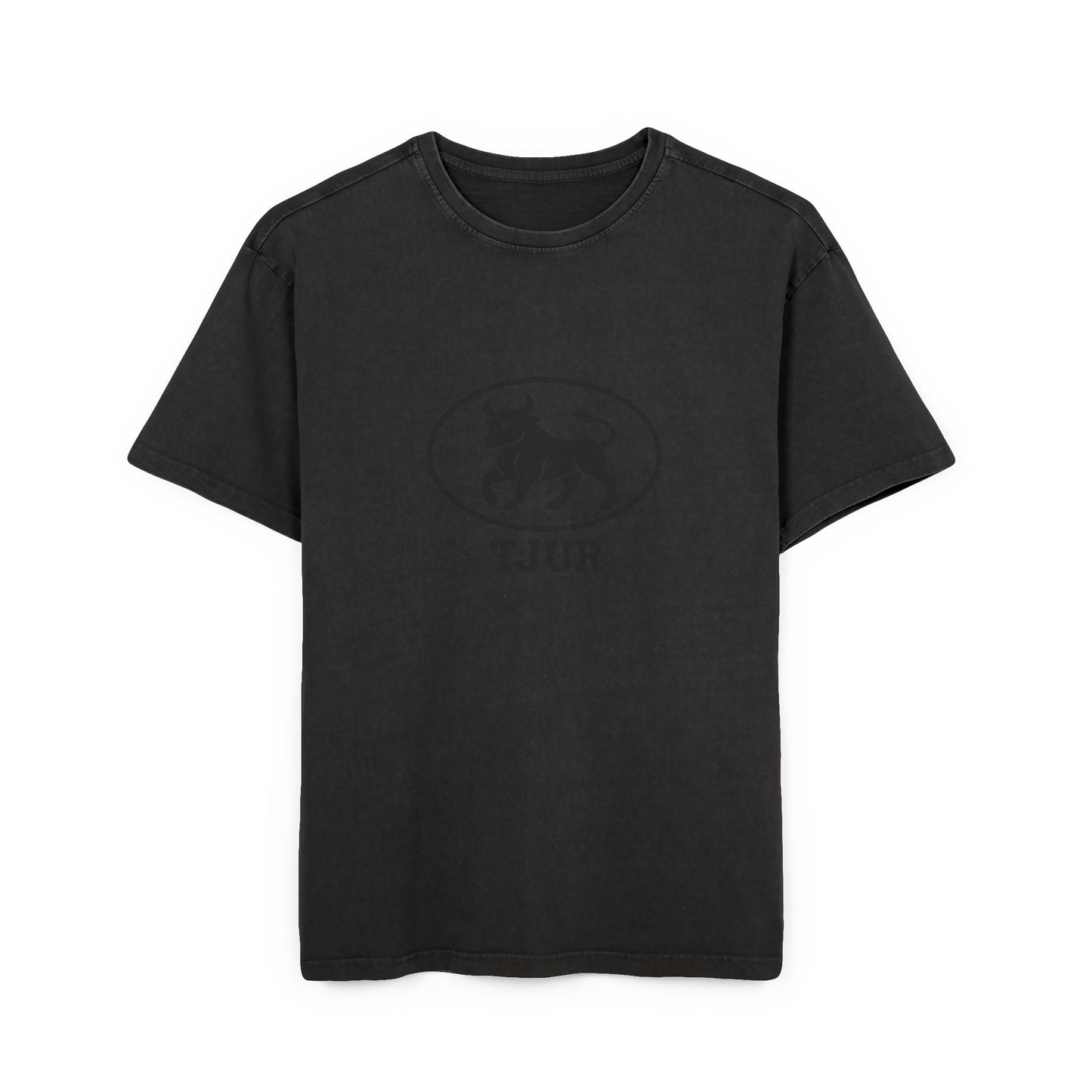 tjur Men's Acid Washed Oversized Tee - Vintage Bull Graphic