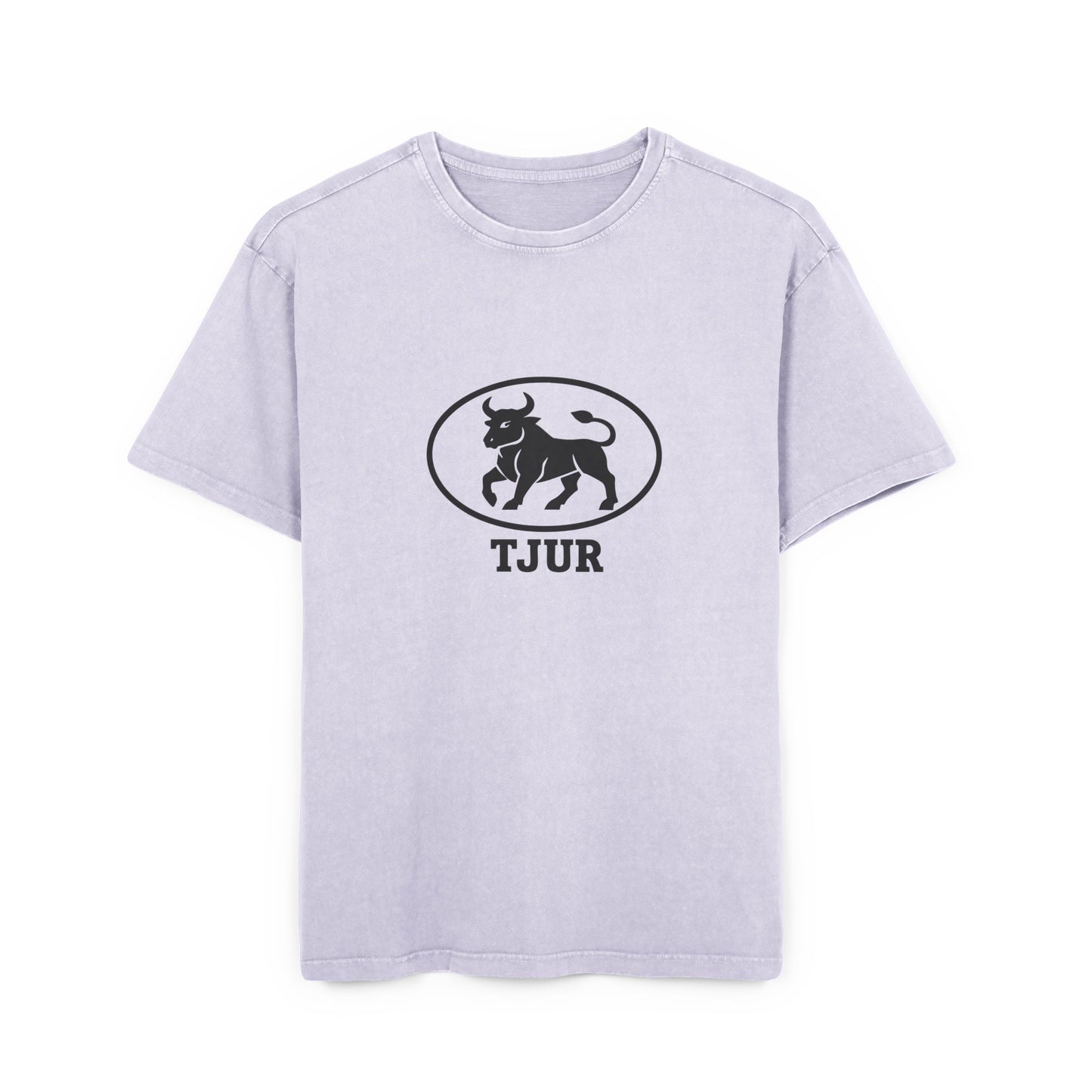 tjur Men's Acid Washed Oversized Tee - Vintage Bull Graphic
