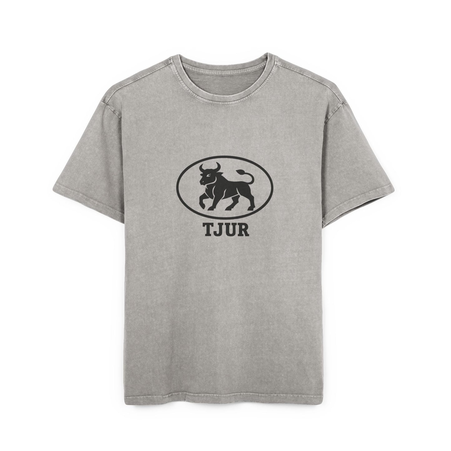 tjur Men's Acid Washed Oversized Tee - Vintage Bull Graphic
