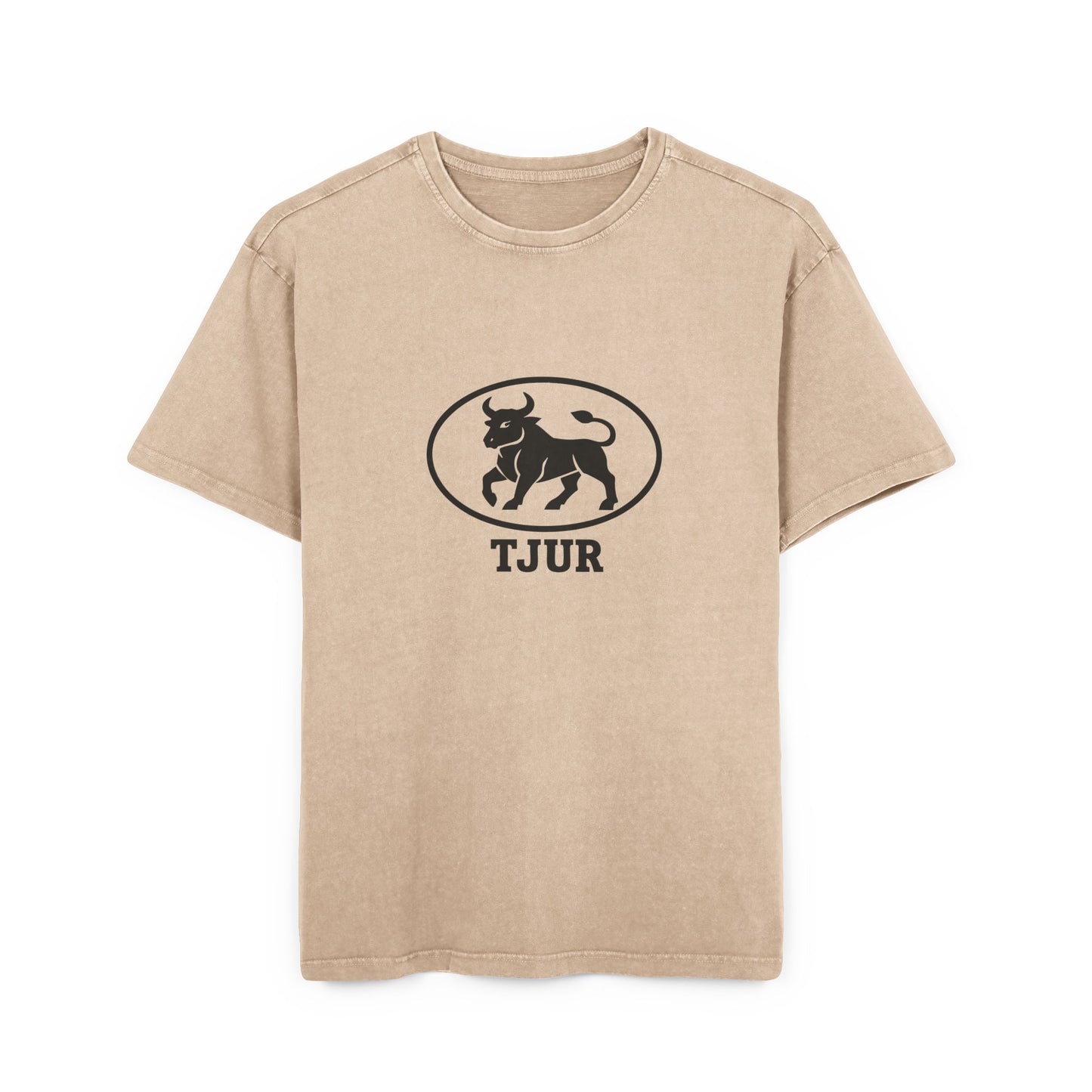 tjur Men's Acid Washed Oversized Tee - Vintage Bull Graphic