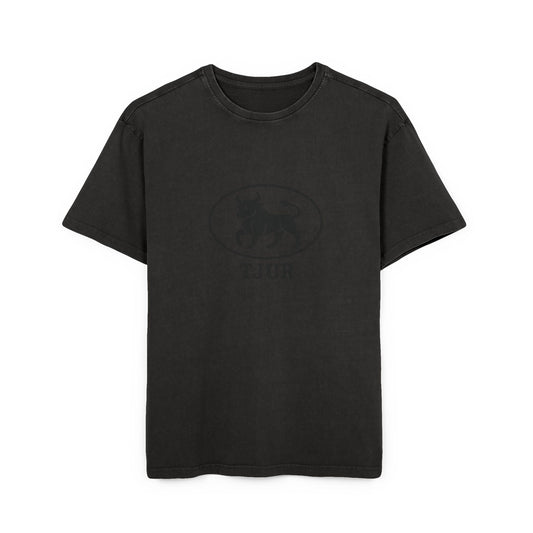 tjur Men's Acid Washed Oversized Tee - Vintage Bull Graphic