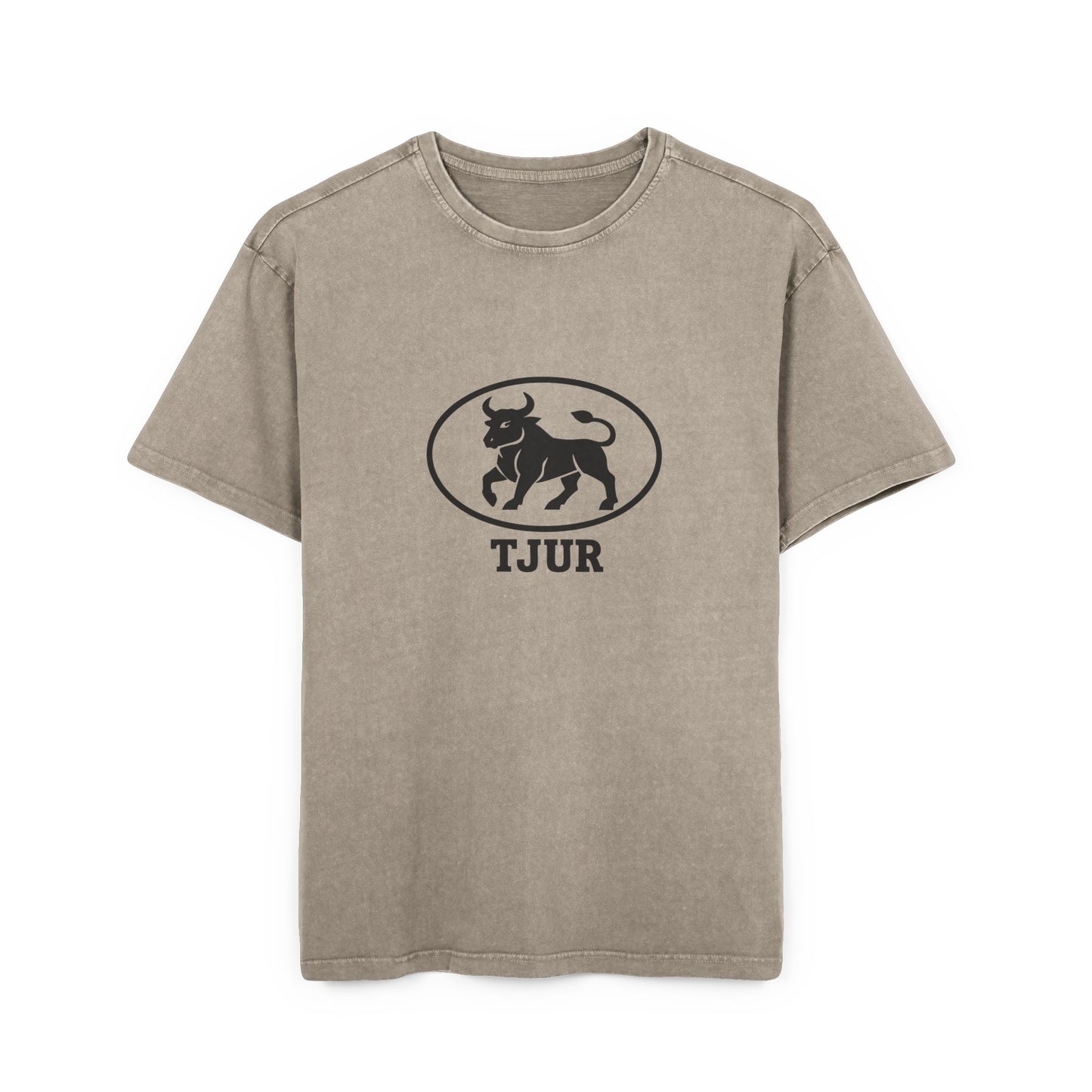 tjur Men's Acid Washed Oversized Tee - Vintage Bull Graphic
